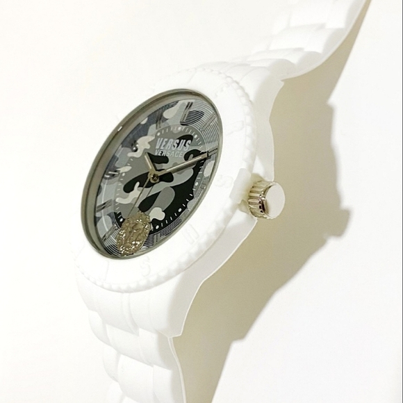 🐉 VERSACE® Versus White Camouflage w/Steel Lion Watch & Case NWT! - Picture 12 of 15